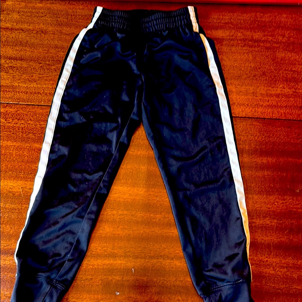 Kids Black Track Pants with White Stripes